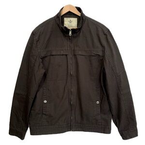 WenVen Utility Jacket Mens Size M Black Cotton Twill Zip Moto Gasoline Workwear